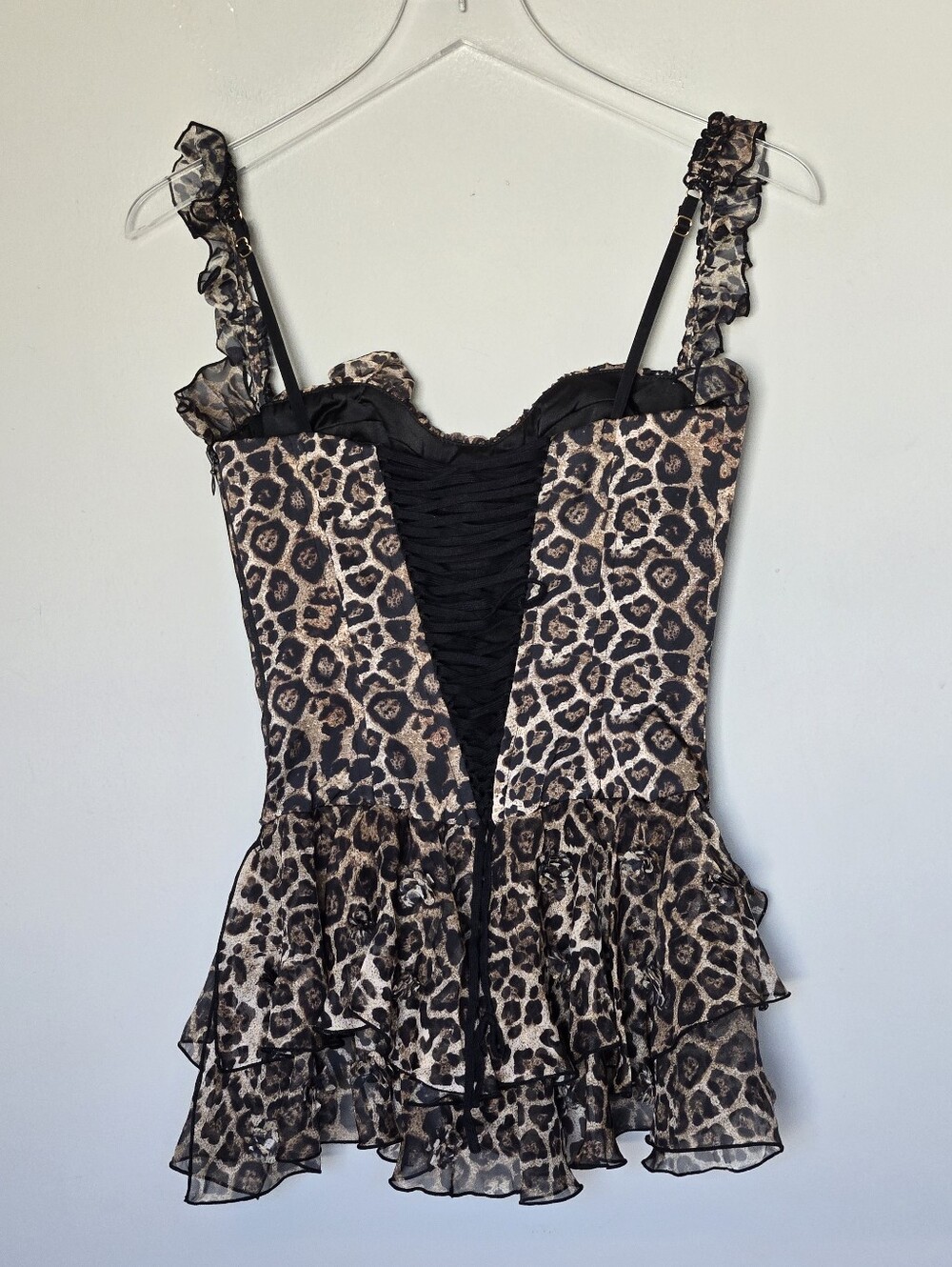 Oh Polly Caelie Ruffled Corset Romper in Leopard Festival Coachella Concert US 2 - Picture 14 of 15